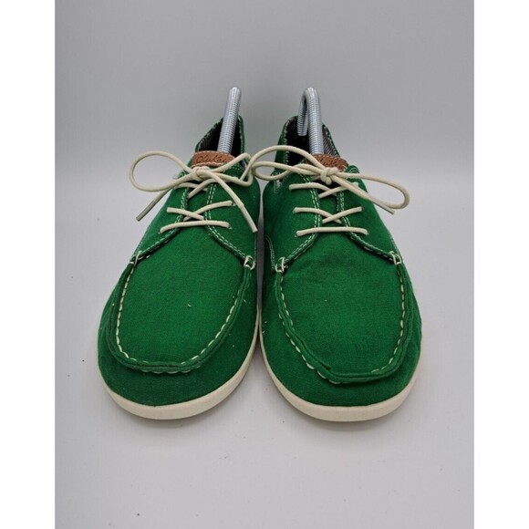 Olukai Heleuma Canvas Women Slip on Lace Up Boat Shoes in Green Size 10 - Picture 2 of 12